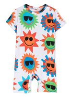 Stella McCartney Kids barboteuse en coton biologique à imprimé graphique - Blanc