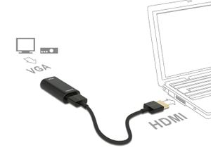 Delock 65667 Adapter HDMI-A male > VGA female Metalen behuizing met 15cm kabel