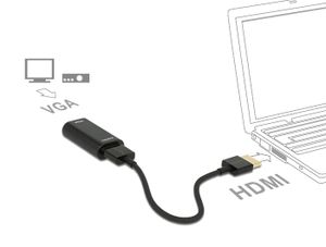 DeLOCK 0.15m, HDMI/VGA 0,15 m VGA (D-Sub) Zwart