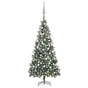 vidaXL Kunstkerstboom met verlichting kerstballen dennenappels 210 cm