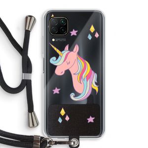 Roze eenhoorn: Huawei P40 Lite Transparant Hoesje met koord