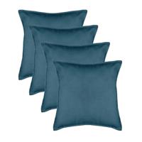 Bank/sierkussens huiskamer Sophia - 4x stuks - 53 x 53 cm - Blauw - polyester - met rits