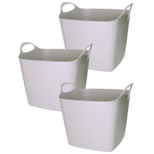 Flexibele emmer - 3x - grijs - 15 liter - kunststof - vierkant - 30 x 29 cm