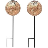 Set van 2 zonnebakens om te planten - LUMISKY - AGADIR - H45 cm - Oosterse stijl - Warm witte LED