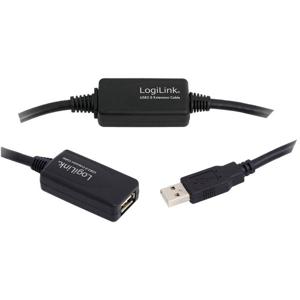 LogiLink USB-kabel USB 2.0 USB-A stekker, USB-A bus 20.00 m Zwart UA0146