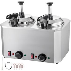 VEVOR 2.5LX2 Elektrische Warme Chocolade Kaasverwarmer Dispenser Machine met 2 Pompen