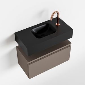 MONDIAZ ANDOR 60cm toiletmeubel smoke. LEX 60cm wastafel urban midden 1 kraangat
