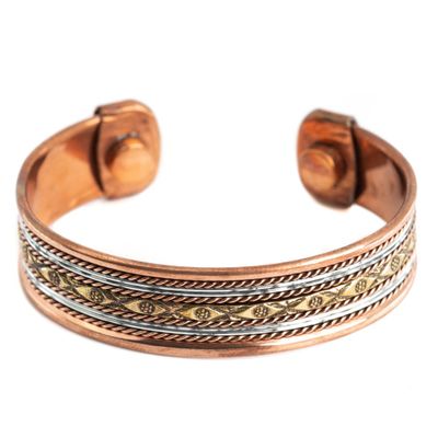 Koperen Magneet Armband "Flowers"