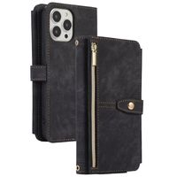iPhone 13 Mini hoesje - Bookcase - Koord - Pasjeshouder - Portemonnee - Kunstleer - Zwart - thumbnail