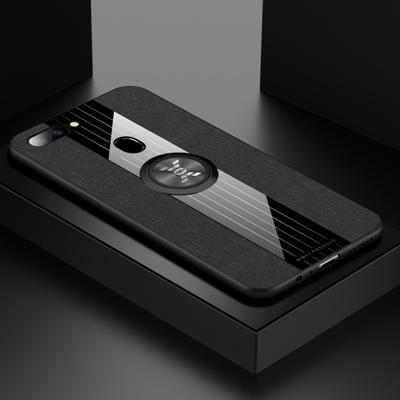 Voor OPPO R11S plus XINLI stiksels doek Textue schokbestendig TPU beschermhoes met ring houder (zwart)
