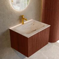 Badmeubel Mondiaz Kurve-Dlux | 60 cm | Meubelkleur Ruby | Wastafelkleur Nata | Solid surface | Wasbak midden spoelbak | 1 kraangat
