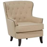 Beliani - VIBORG - Chesterfield fauteuil - Beige - Polyester - thumbnail