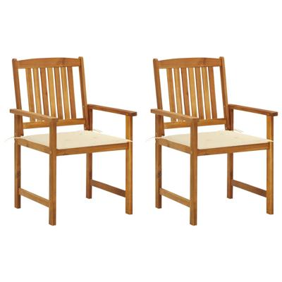 Tuinstoelen 2 st met kussens massief acaciahout