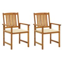 Tuinstoelen 2 st met kussens massief acaciahout