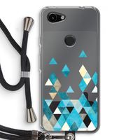 Gekleurde driehoekjes blauw: Pixel 3a Transparant Hoesje met koord