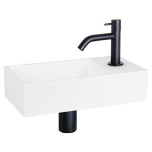 Differnz Solid fonteinset solid surface - kraan gebogen - 36 x 18.5 x 9 cm - mat zwart