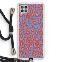 Leopard blue: Samsung Galaxy A22 4G Transparant Hoesje met koord