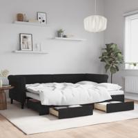 Slaapbank met onderschuifbed en lades 80x200 cm fluweel zwart