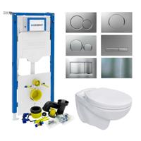 Geberit UP320 Toiletset Compleet | Inbouwreservoir | Basic Pro Randloos Wit | Met drukplaat | SET01