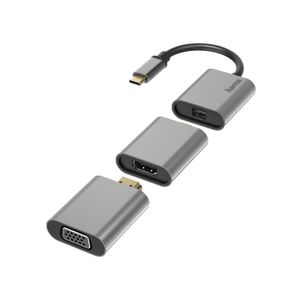 Hama 00200306 video kabel adapter 0,15 m USB Type-C Mini DisplayPort/HDMI/VGA Grijs