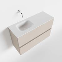 Toiletmeubel Mondiaz Ada | 80 cm | Meubelkleur Linen | Lex wastafel Talc Links | Zonder kraangat