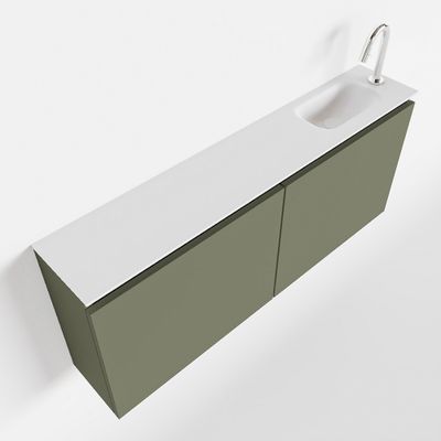 Toiletmeubel Mondiaz Ture | 120 cm | Meubelkleur Army | Eden wastafel Talc Rechts | 1 kraangat