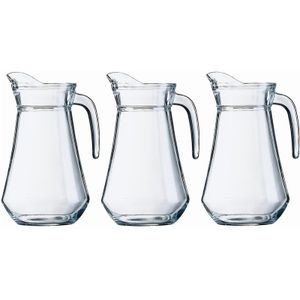 3x Schenkkan van glas 1 liter van 20 cm