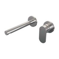 Brauer Brushed Edition Inbouw Wastafelmengkraan met Rechte Uitloop en Rozetten Model C1 RVS Geborsteld PVD