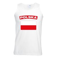 Singlet shirt/ tanktop Poolse vlag wit heren - thumbnail