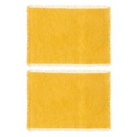 Secret de Gourmet placemats Kenya - 6x - geel - 45 x 30 cm - katoen - met franjes - Placemats
