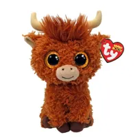 Ty Beanie Boo Alfie Highland Cow bruin 15cm