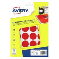 Avery PET30R ronde markeringsetiketten, diameter 30 mm, blister van 240 stuks, rood - thumbnail