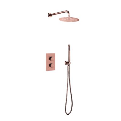 Creavit Aloni inbouw regendoucheset thermostatisch 2 weg geborsteld koper