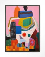 Urban Cotton Wandkleed 'Battle Of Colour' 110 x 145cm in Floating Frame - black