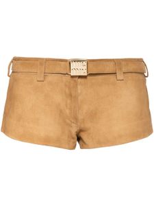 Miu Miu short en daim à taille ceinturée - Tons neutres