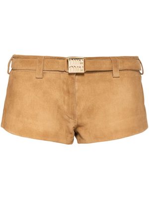 Miu Miu short en daim à taille ceinturée - Tons neutres