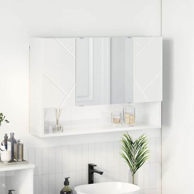 Badkamer spiegelkast Hoogglans wit 80 x 17 x 55 cm Bewerkt hout