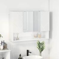 Badkamer spiegelkast Hoogglans wit 80 x 17 x 55 cm Bewerkt hout