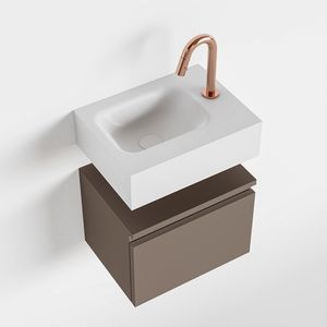 Toiletmeubel Mondiaz Andor | 40 cm | Meubelkleur Smoke | Lex vrijhangend wastafel Talc Links | 1 kraangat
