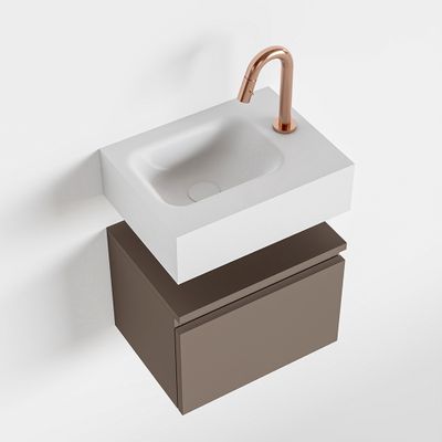 Toiletmeubel Mondiaz Andor | 40 cm | Meubelkleur Smoke | Lex vrijhangend wastafel Talc Links | 1 kraangat