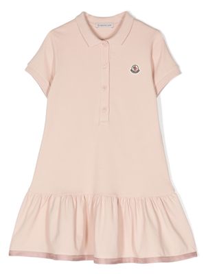 Moncler Enfant robe en coton à patch logo - Rose