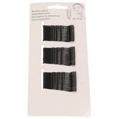 Schuifspeldjes/haarspelden - 60x stuks - zwart - metaal - 5 cm - haarklemmen