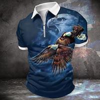 dier Adelaar Vintage Sportkleding Abstract Voor heren POLO Shirt Korte mouw Formeel Werk Straat Lente zomer 3D Afdrukken Strijkijzer blauw Micro-elastisch Polyester Lightinthebox