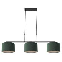 Steinhauer Zwarte hanglamp Stang met groene velours kappen 3463ZW