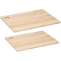 Set van 2x stuks snijplanken naturel rand 23 en 28 cm van bamboe hout - Snijplanken - thumbnail