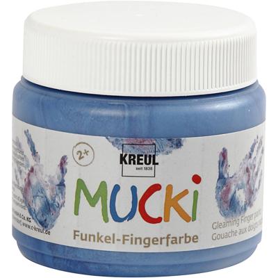 Creativ Company Mucki vingerverf, metallic blauw, 150 ml/ 1 doosje