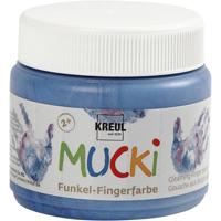 Creativ Company Mucki vingerverf, metallic blauw, 150 ml/ 1 doosje