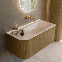 Badmeubel Mondiaz Kurve-Dlux | 95 cm | Meubelkleur Dusk | Wastafelkleur Meli | Solid surface | Wasbak rechter zijde spoelbak | Zonder kraangat(en)