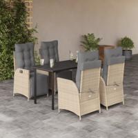 5-delige Tuinset met kussens poly rattan gemengd beige