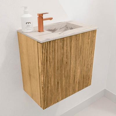 Toiletmeubel Mondiaz Joya Dlux | 40 cm | Meubelkleur Oak | Faye wastafel Nata Wasbak Rechts | 1 kraangat